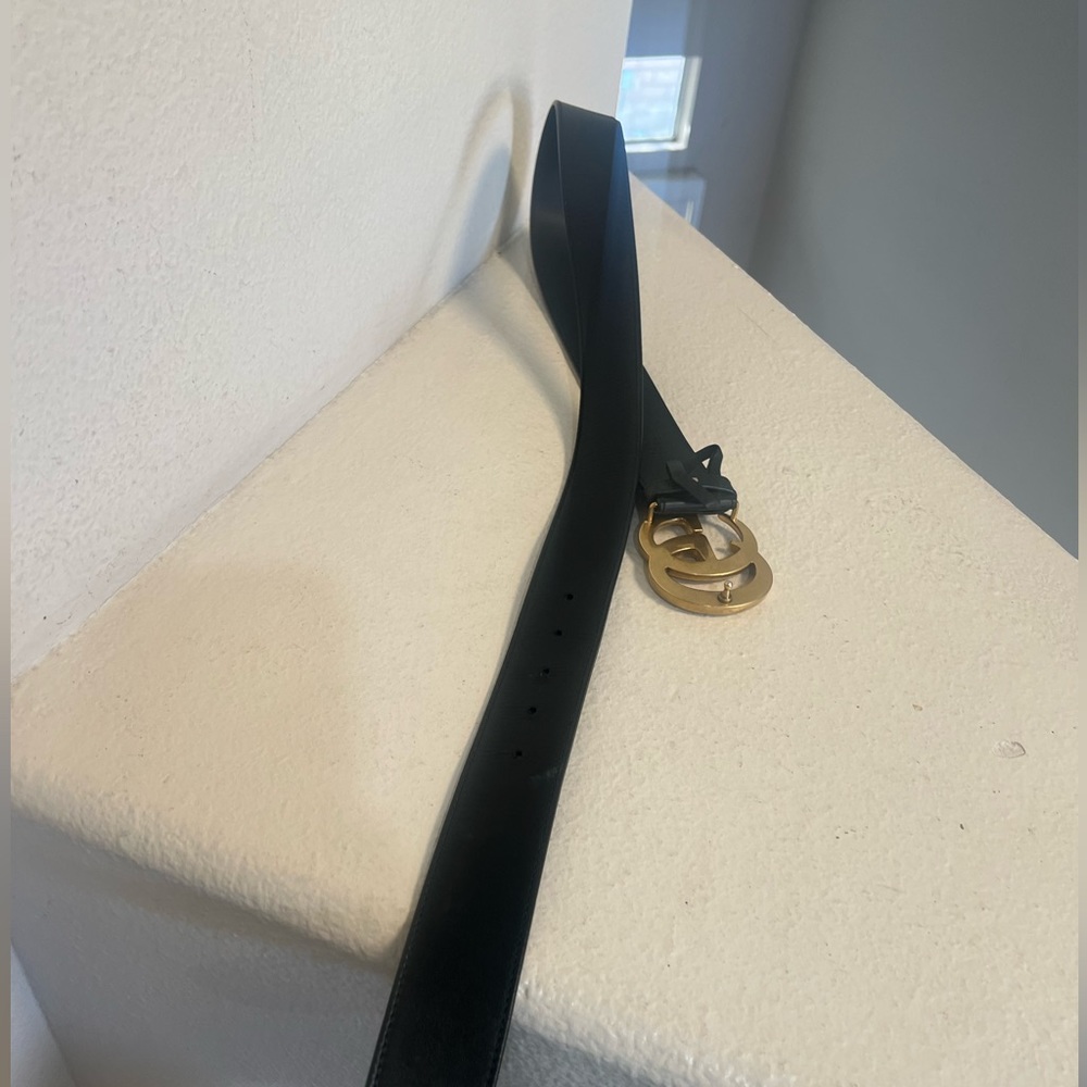 GUCCI GG Marmont belt 400593 notation size 70 leather black‎ gold metal f… - Picture 2 of 10